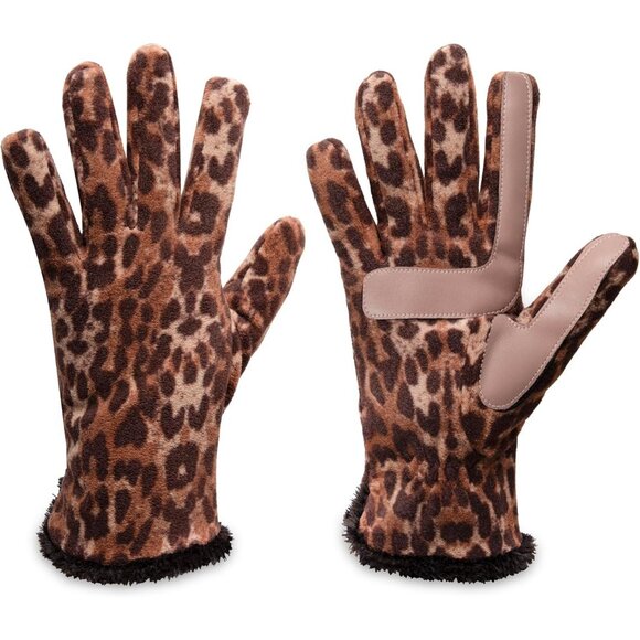 Women's Stretch Fleece Gloves With Microlux Lining and Touch Technology Leopard - Picture 5 of 6